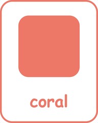 Coral Color Flashcard, Colors Flashcards for Kids, Printable Flashcards, Educational Flashcards, Homeschool, Kindergarten & Pre-School Activity, Learning resources