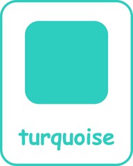 Turquoise Color Flashcard, Colors Flashcards for Kids, Printable Flashcards, Educational Flashcards, Homeschool, Kindergarten & Pre-School Activity, Learning resources
