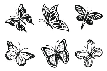 set of butterflies