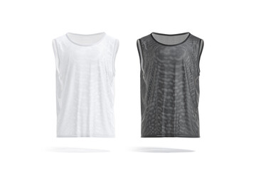 Blank black and white football team practice vest mockup, isolated