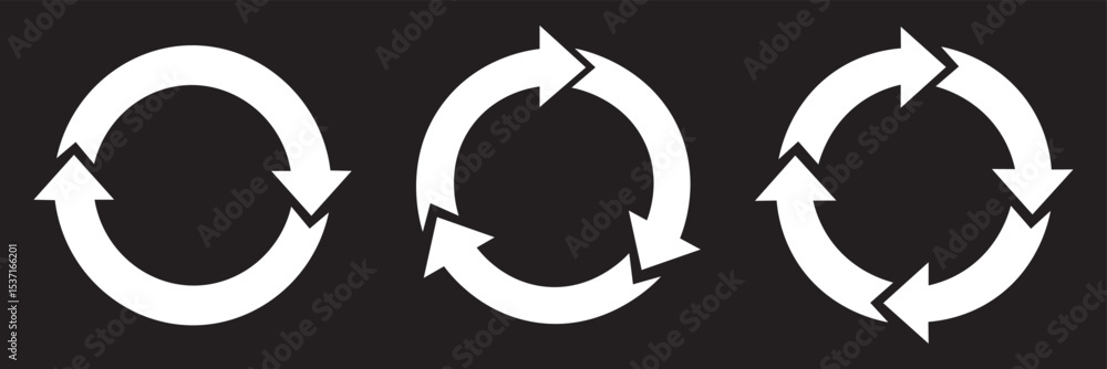 Poster refresh icon vector. white recycle vector icon symbol. repeat and reload icons set and arrow rotatio