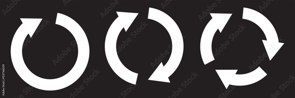 Poster refresh icon vector. white recycle vector icon symbol. repeat and reload icons set and arrow rotatio