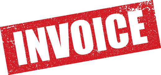 Red Invoice Rubber Stamp in Reverse Grunge Vector in Sharp Border, Transparent Background, Svg, Png