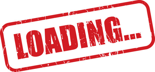 Red Loading... Rubber Stamp in Grunge Vector in Modern Round Border, Transparent Background, Svg, Png