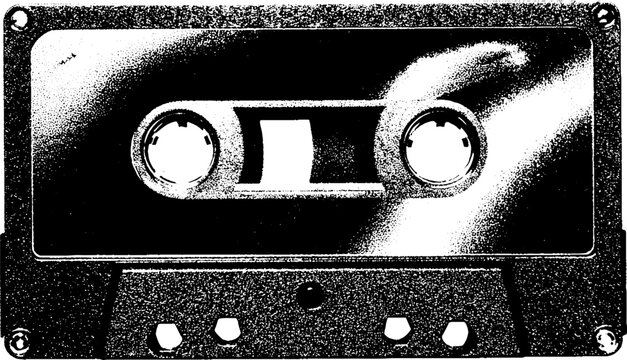 Abstract black and white 8 track tape design for retro music enthusiasts