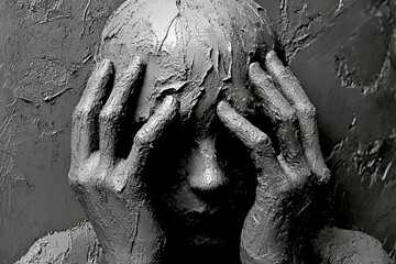 Low self-esteem - cause of depression: abstract image of well-being. Depression and loneliness. Lost and broken. Metaphorical low self-esteem physical senses, of a loss of pleasure or interest.