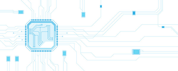 Abstract white blue digital technology futuristic circuit board background design. Technology dots lines connect network background.