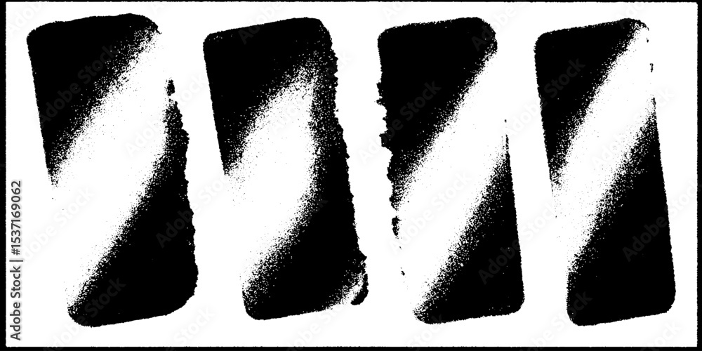 Poster high contrast abstract art with broken domino effect in black and white