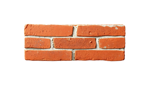 Red brick isolated on transparent background