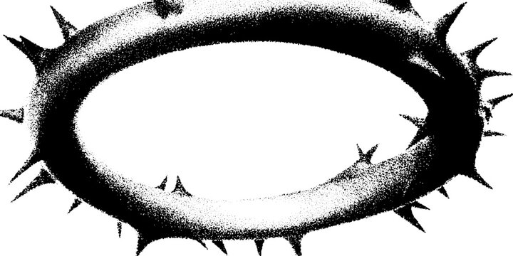 High contrast thorn crown halo symbolizing broken divinity and spiritual conflict