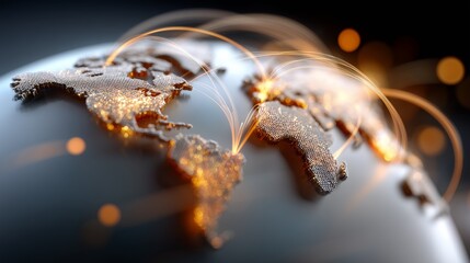 Global connectivity digital networking across continents modern technology futuristic environment aerial view globalization impact