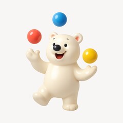 Naklejka premium Playful bear juggling colorful balls.