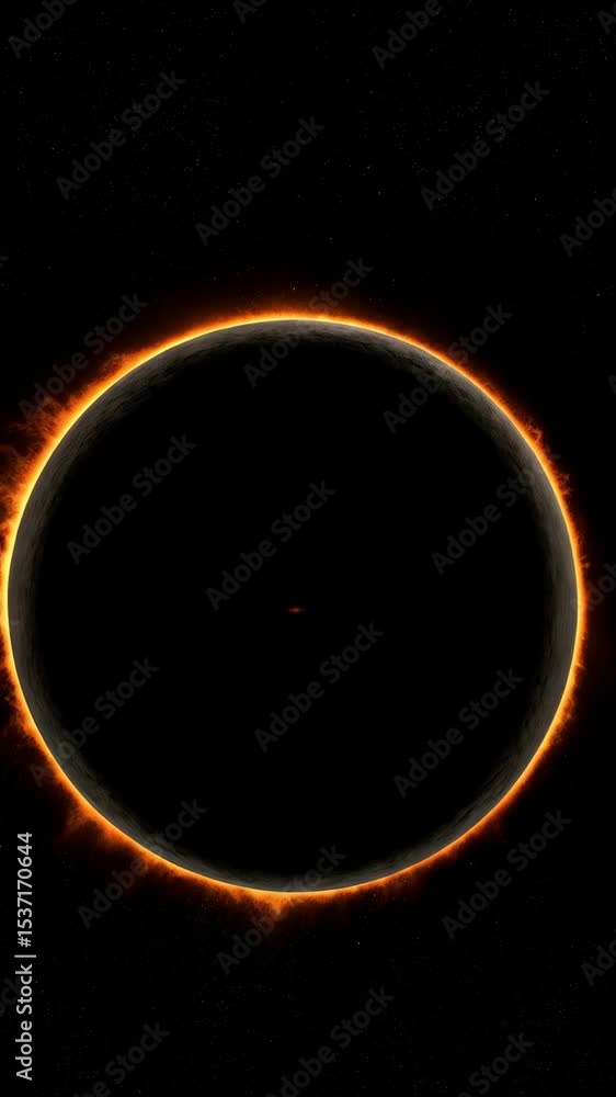 Aufkleber celestial event featuring a dark planet surrounded by a corona of orange flames against a starry bac