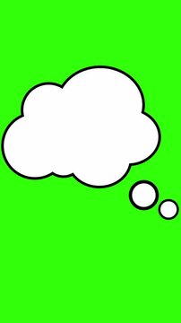 Smooth pop-up thinking speech bubble animation, blank comic cloud, chat balloon, dialogue element on green screen