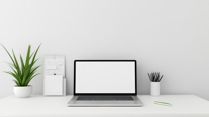 Laptop computer mockup on desk