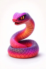 Fototapeta premium Colorful snake figurine coiling upward with vibrant scales against a plain background