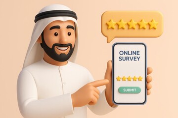 Online survey with five star rating and submit button
