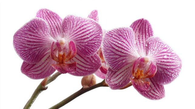 Close-up of Two Pink Orchid Flowers with Delicate Stripes - Powered by Adobe