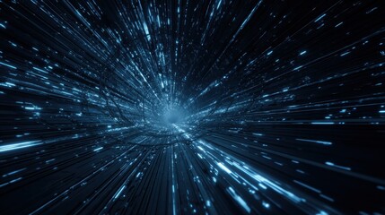 Naklejka premium Radiating Blue Light Beams in a Dark Space