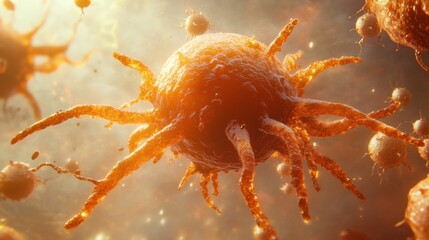 Microscopic View of a Complex Cellular Structure with Protrusions