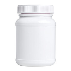White Plastic Jar with Ribbed Screw Cap on White Background
