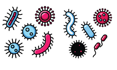Bacteria and virus icons
