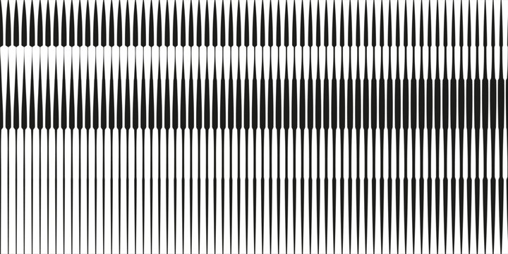 Black and white striped halftone gradient strips. Fading line gradation background. Repeating linear pattern backdrop. Parallel lines wallpaper for overlay, print, cover. Vector Doppler effect concept