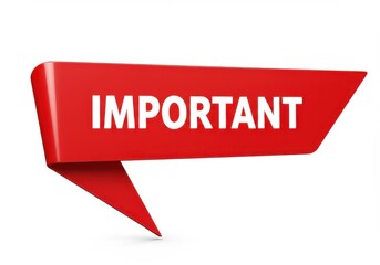 Red important label 3d render