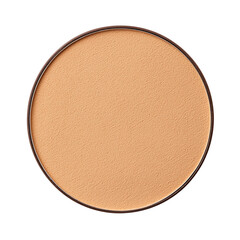 Round Tan Pressed Face Powder Pan on White Background