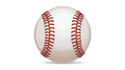 A close-up image of a classic baseball. The baseball is predominantly white with distinct red stitching creating a visible seam pattern across its surface.  The image shows fine detail of the