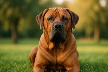 Majestic brown dog outdoors.