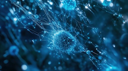 Neuronal Network Visualization: Blue Tones Highlighting Synaptic Connections