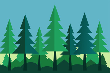Obraz premium Vector illustration of a winter forest with Christmas trees, perfect for holiday season designs and New Year celebrations