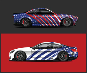 Patriotic American Flag Designs for Race Cars