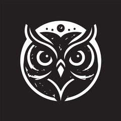 owl eye logo, editable vector image