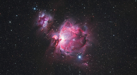 Cosmic vista: A detailed photograph of a vibrant nebula in the vast universe