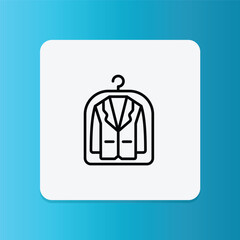 This icon of a hanging garment represents professional dry cleaning services that preserve shape and fabric.