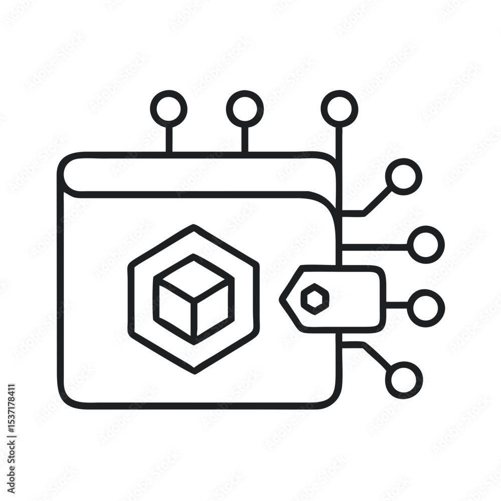 Poster crypto wallet featuring blockchain symbol for secure digital transactions