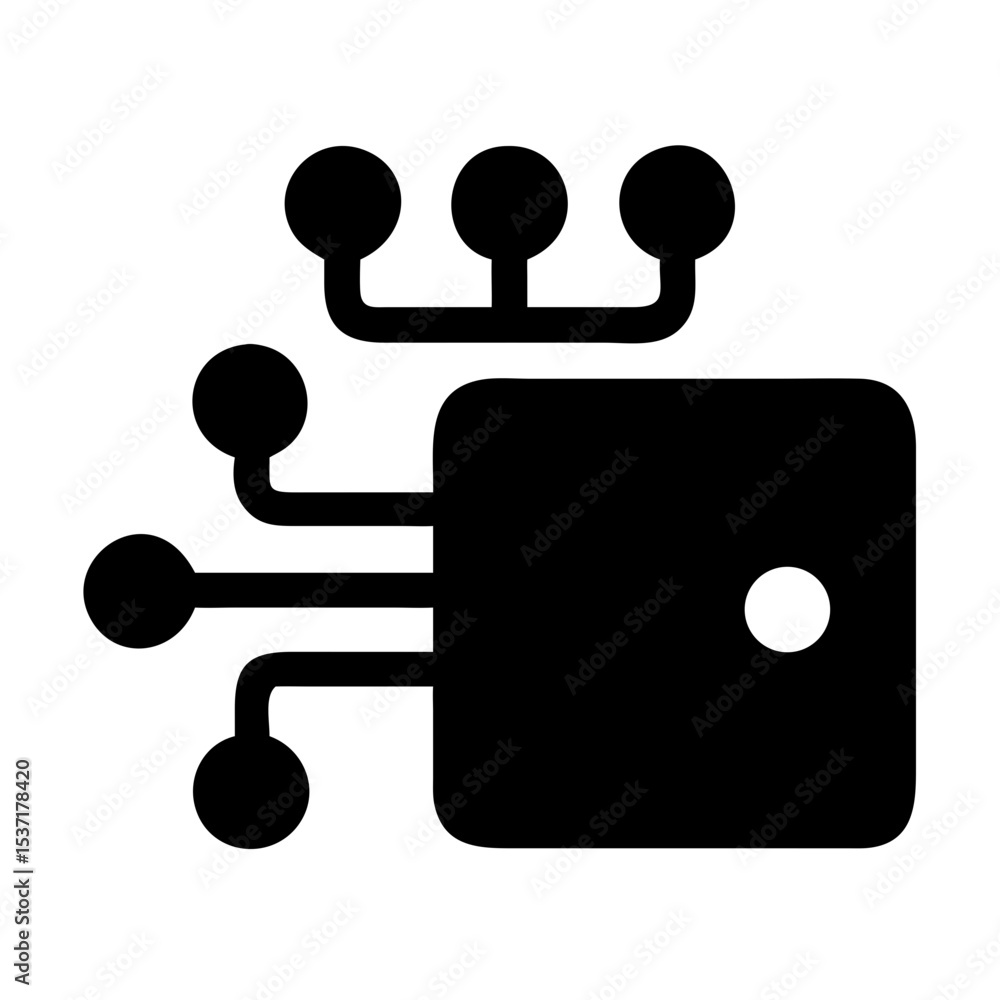 Poster cryptocurrency wallet with nodes illustrating digital connection and security