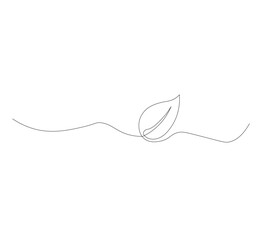 Obraz premium continuous line art sprouting shoots,white background,Plant leaf seed growing soil seedling agriculture concept design,vector illustrator
