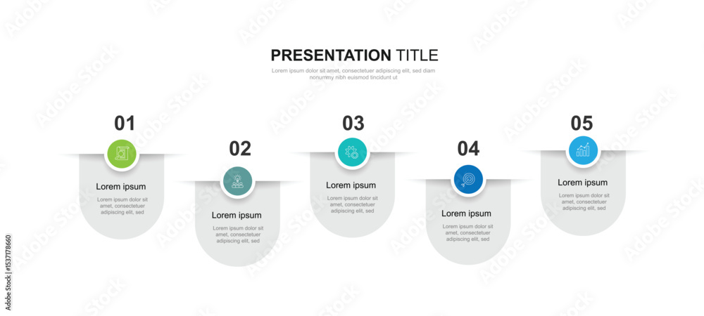 Poster 5 step business infographic template vector with icons suitable for business information and web presentation