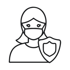 Masked Individual Holding a Shield Symbolizing Protection and Safety