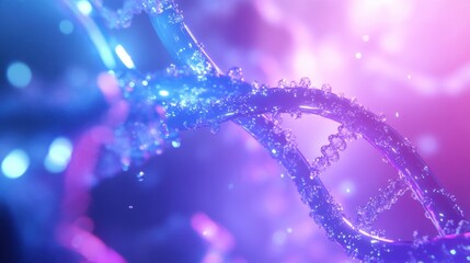 Abstract Visualization of a DNA Double Helix in Vibrant Colors
