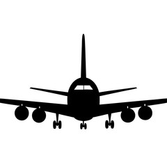 Commercial airplane front view silhouette