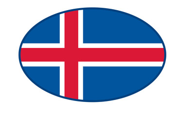Iceland flag ellipse shaped. vector	