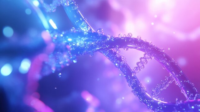 Abstract Visualization of a DNA Double Helix in Vibrant Colors
