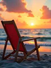 beach chair positioned perfectly sunrise viewing calm