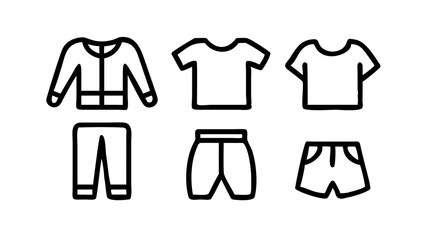 Minimalist Linear Clothing Icons –  Editable Outline Vector Illustrations