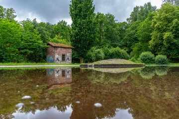 reflection of a tiny little old house