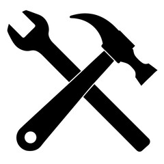 Silhouette of hammer and wrench crossed